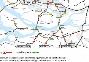 Nachtafsluitingen Heinenoordtunnel richting Rotterdam op 28/29 en 29/30 januari